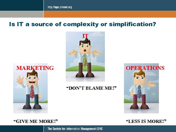 Is IT a source of complexity or simplification? IT MARKETING OPERATIONS “DON’T BLAME ME!”