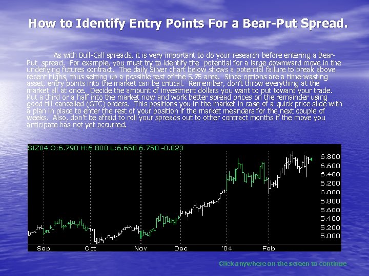 How to Identify Entry Points For a Bear-Put Spread. As with Bull-Call spreads, it