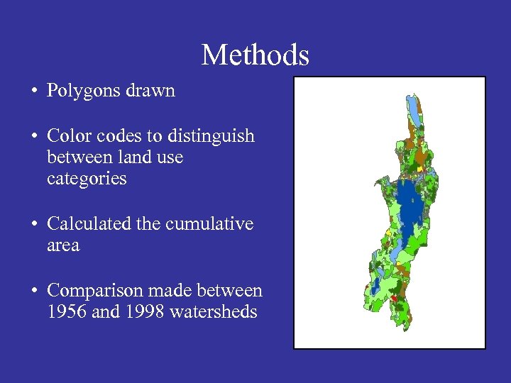 Methods • Polygons drawn • Color codes to distinguish between land use categories •