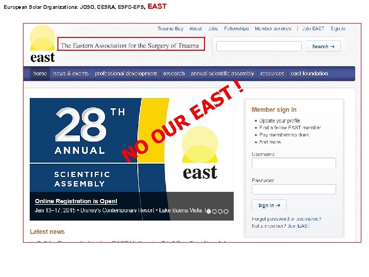 European Solar Organizations: JOSO, CESRA, ESPD-EPS, Organizations: JOSO, SPD EAST NO O R U