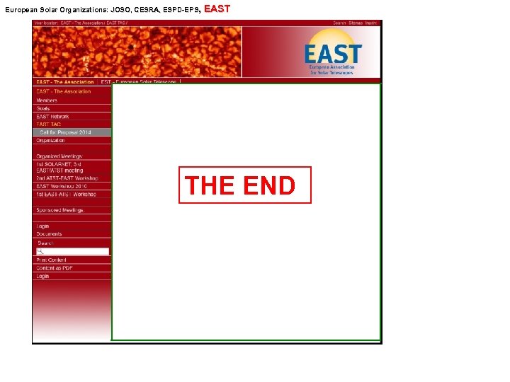 European Solar Organizations: JOSO, CESRA, ESPD-EPS, Organizations: JOSO, SPD EAST THE END 