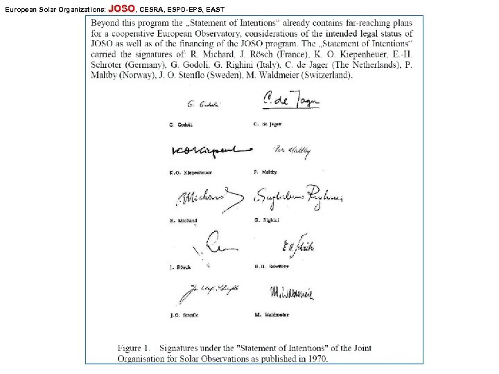 European Solar Organizations: JOSO, CESRA, ESPD-EPS, EAST Organizations: SPD -EPS, 