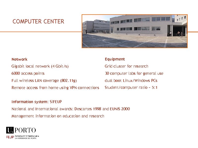 COMPUTER CENTER Network Equipment Gigabit local network (4 Gbit/s) Grid cluster for research 6000