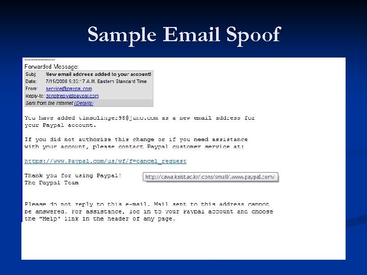 Sample Email Spoof 