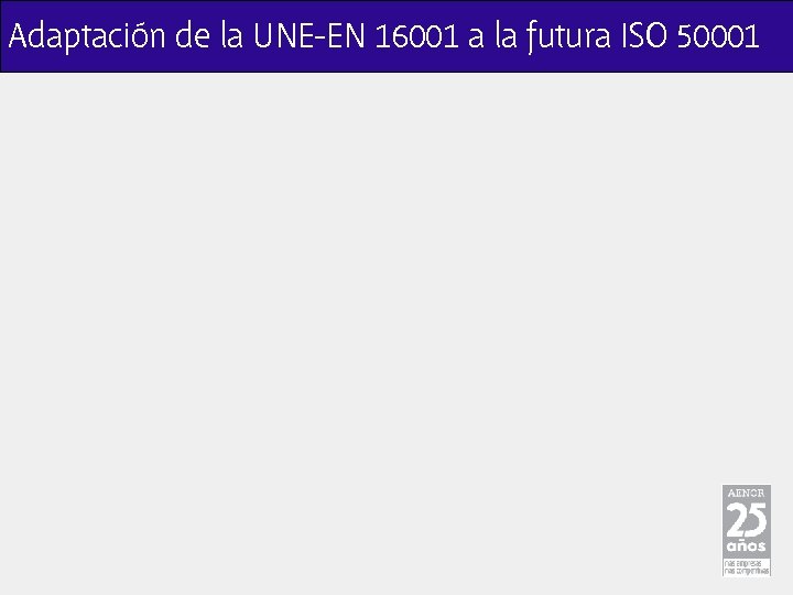 Adaptación de la UNE-EN 16001 a la futura ISO 50001 