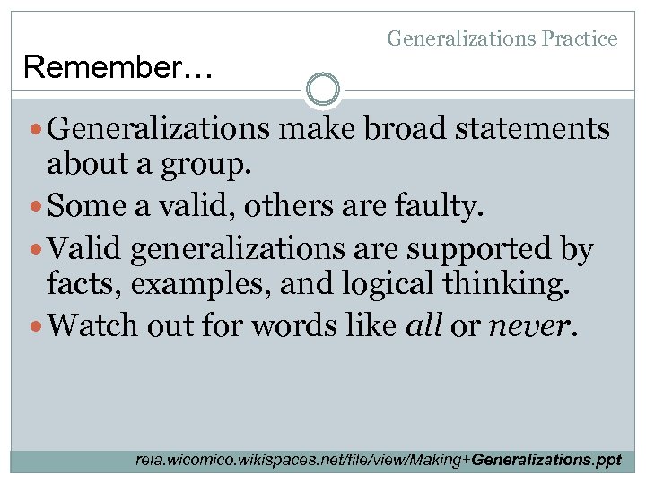 Drawing Conclusions And Making Generalizations Essential Question