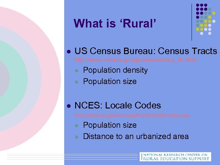What is ‘Rural’ l US Census Bureau: Census Tracts http: //www. census. gov/geo/www/ua/ua_2 k.