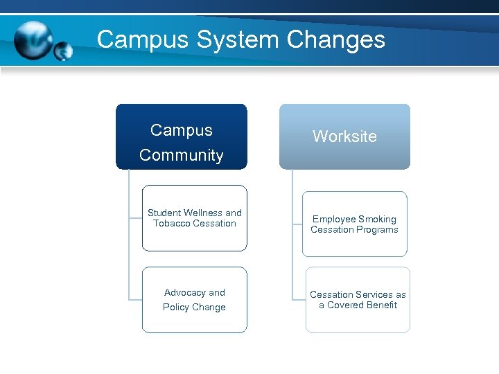 Campus System Changes Campus Community Student Wellness and Tobacco Cessation Advocacy and Policy Change