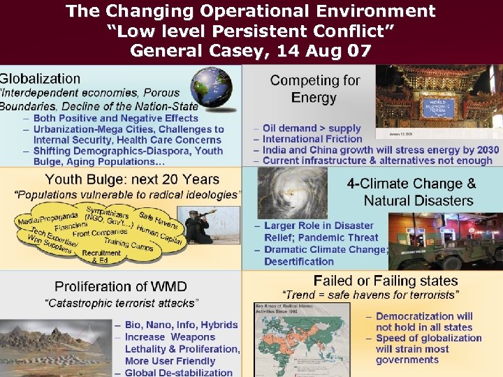 The Changing Operational Environment “Low level Persistent Conflict” General Casey, 14 Aug 07 COL
