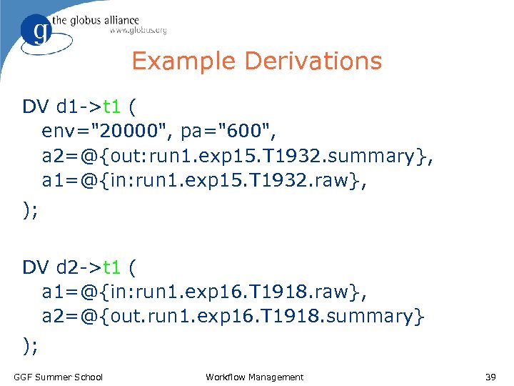 Example Derivations DV d 1 ->t 1 ( env=