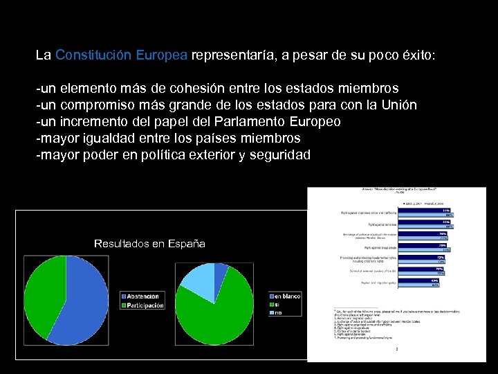 La Constitución Europea representaría, a pesar de su poco éxito: -un elemento más de