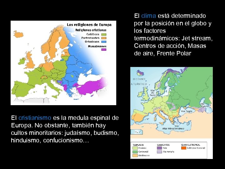 El clima está determinado por la posición en el globo y los factores termodinámicos: