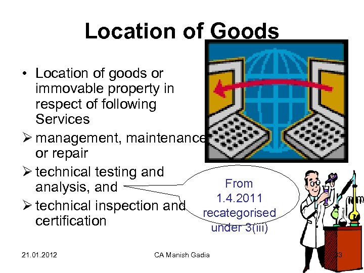 Location of Goods • Location of goods or immovable property in respect of following