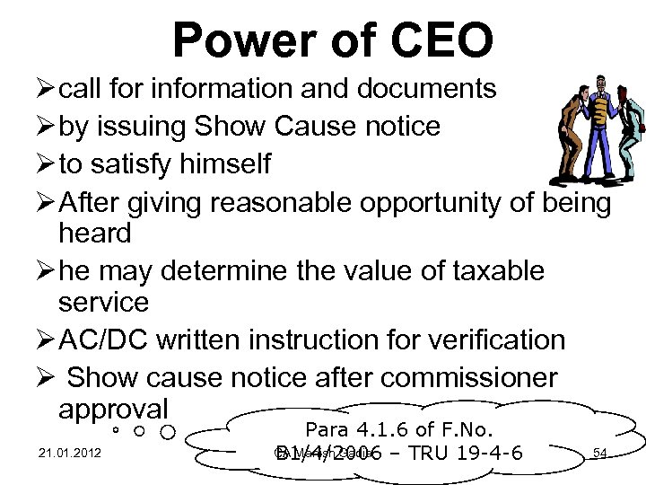 Power of CEO Ø call for information and documents Ø by issuing Show Cause