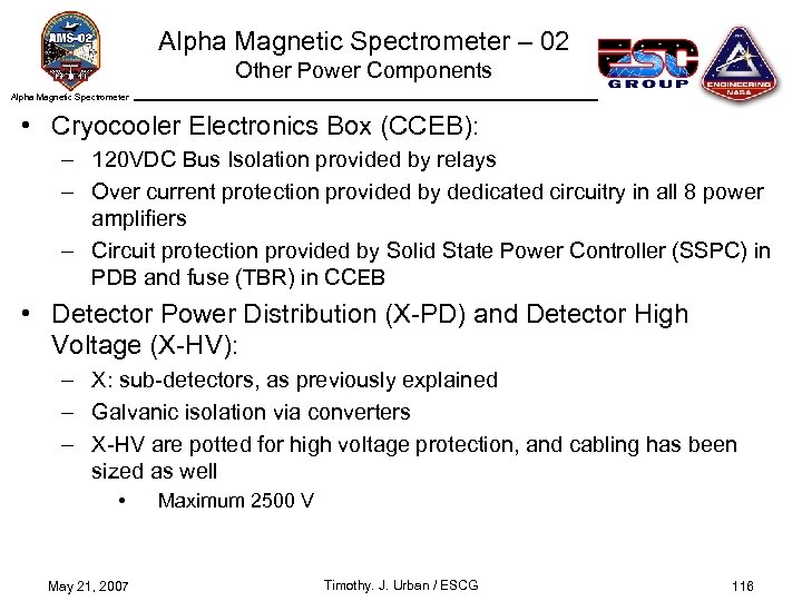Alpha Magnetic Spectrometer – 02 Other Power Components Alpha Magnetic Spectrometer • Cryocooler Electronics