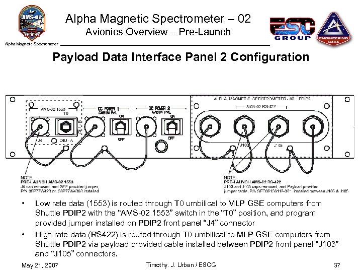 Alpha Magnetic Spectrometer – 02 Avionics Overview – Pre-Launch Alpha Magnetic Spectrometer Payload Data