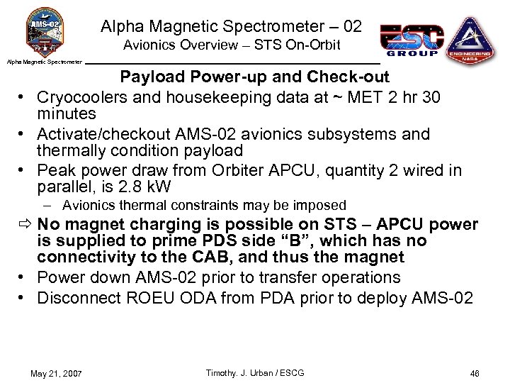 Alpha Magnetic Spectrometer – 02 Avionics Overview – STS On-Orbit Alpha Magnetic Spectrometer Payload