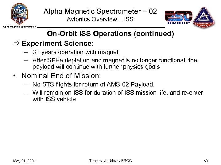 Alpha Magnetic Spectrometer – 02 Avionics Overview – ISS Alpha Magnetic Spectrometer On-Orbit ISS