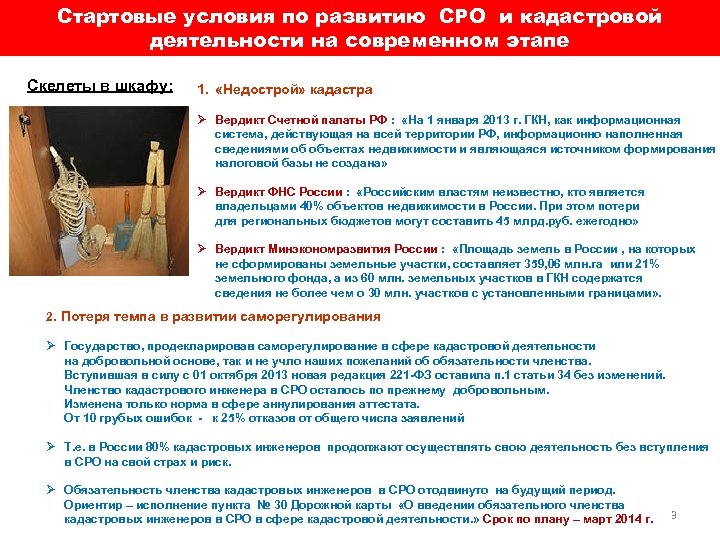Стартовые условия по развитию СРО и кадастровой деятельности на современном этапе Скелеты в шкафу: