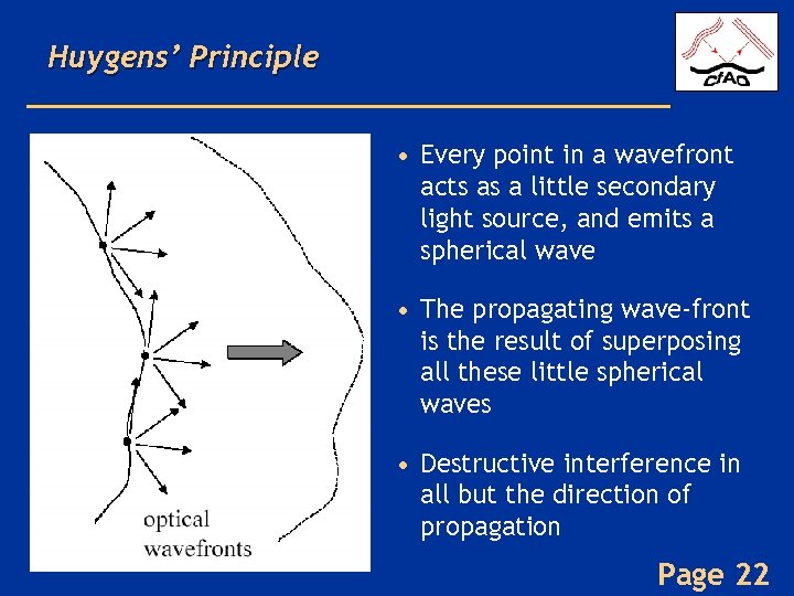 Huygens’ Principle • Every point in a wavefront acts as a little secondary light