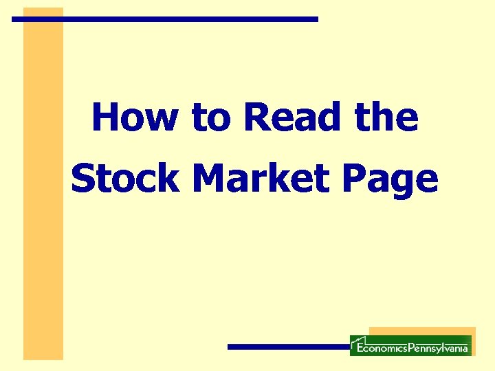 How to Read the Stock Market Page 