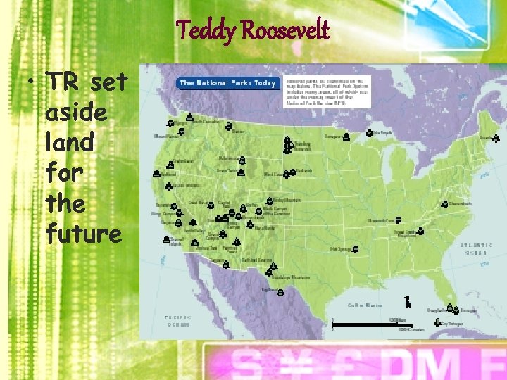 Teddy Roosevelt • TR set aside land for the future 
