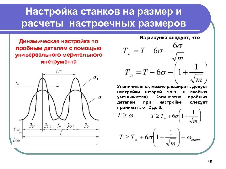 Настройка станков на размер и расчеты настроечных размеров Динамическая настройка по пробным деталям с