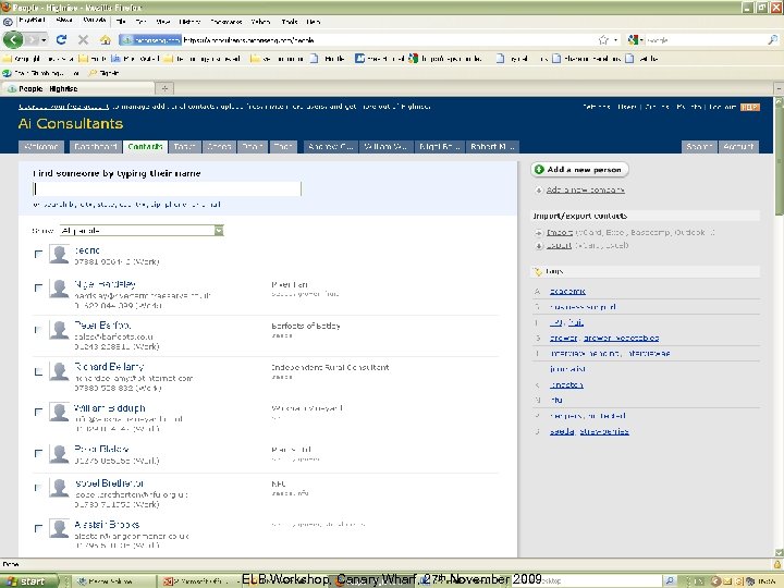 ELB Workshop, Canary Wharf, 27 th November 2009 Slide 119 