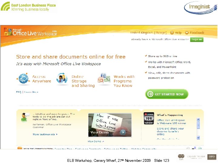 ELB Workshop, Canary Wharf, 27 th November 2009 Slide 123 