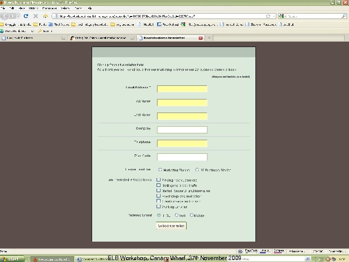 ELB Workshop, Canary Wharf, 27 th November 2009 Slide 71 