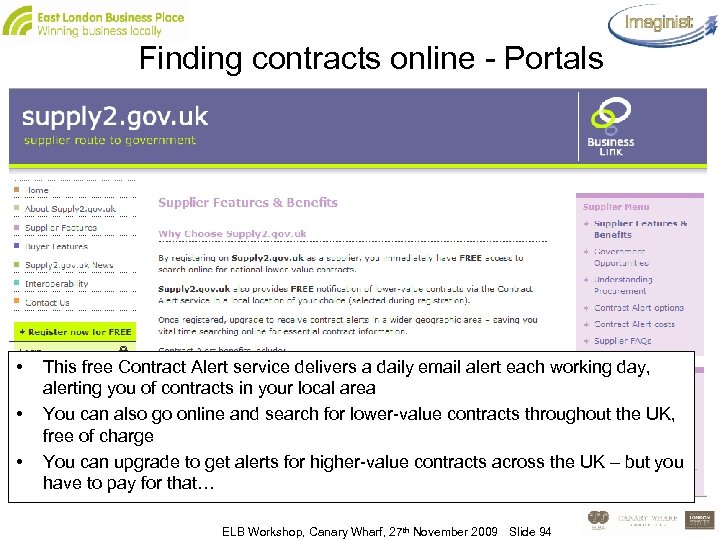 Finding contracts online - Portals • • • This free Contract Alert service delivers