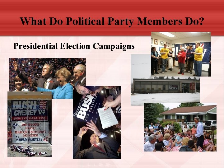 What Do Political Party Members Do? Presidential Election Campaigns 