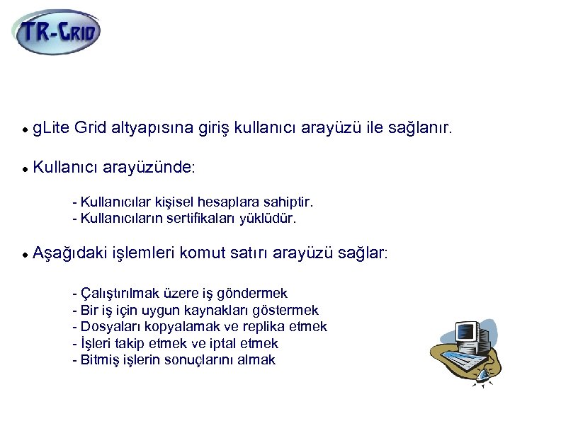 Kullanıcı Arayüzü (UI) g. Lite Grid altyapısına giriş kullanıcı arayüzü ile sağlanır. Kullanıcı arayüzünde: