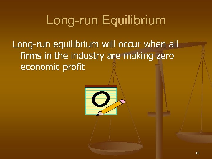 Long-run Equilibrium Long-run equilibrium will occur when all firms in the industry are making