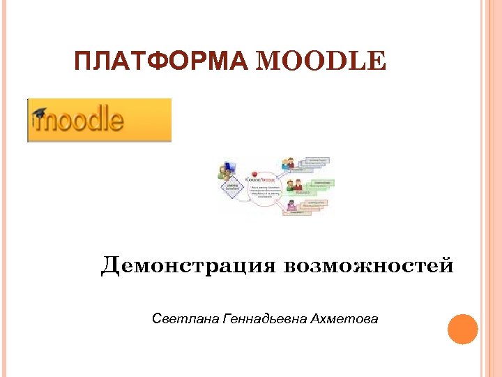 ПЛАТФОРМА MOODLE Демонстрация возможностей Светлана Геннадьевна Ахметова 