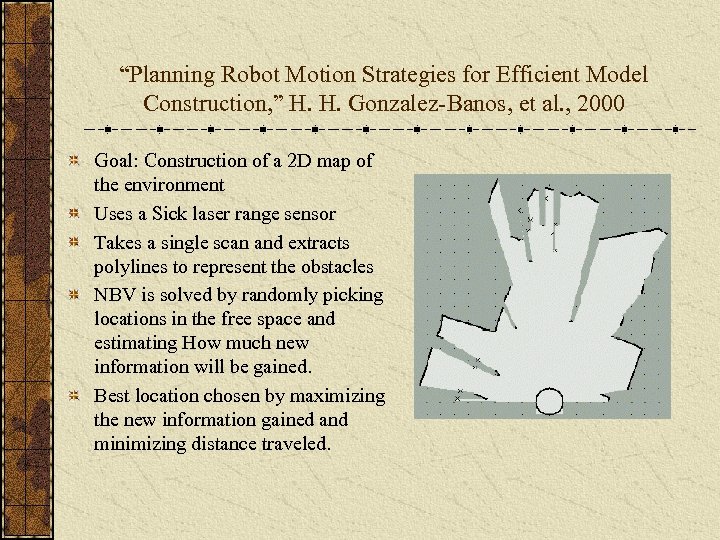 “Planning Robot Motion Strategies for Efficient Model Construction, ” H. H. Gonzalez-Banos, et al.