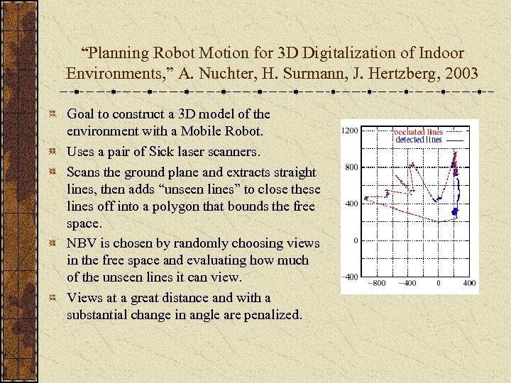 “Planning Robot Motion for 3 D Digitalization of Indoor Environments, ” A. Nuchter, H.