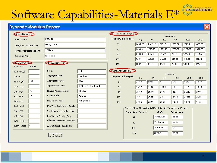Software Capabilities-Materials E* 7 