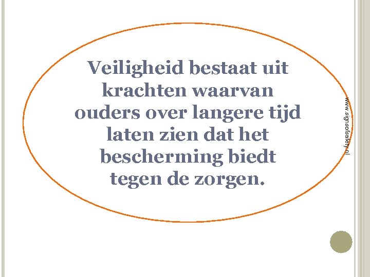www. signsofsafety. nl Veiligheid bestaat uit krachten waarvan ouders over langere tijd laten zien