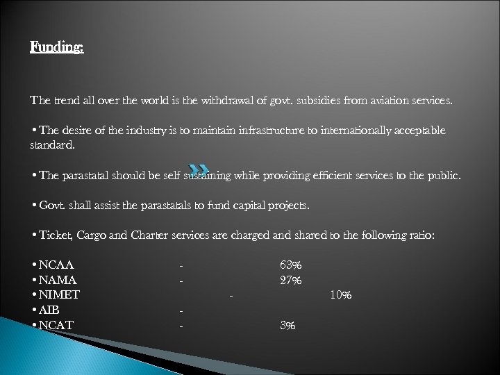 Funding: The trend all over the world is the withdrawal of govt. subsidies from