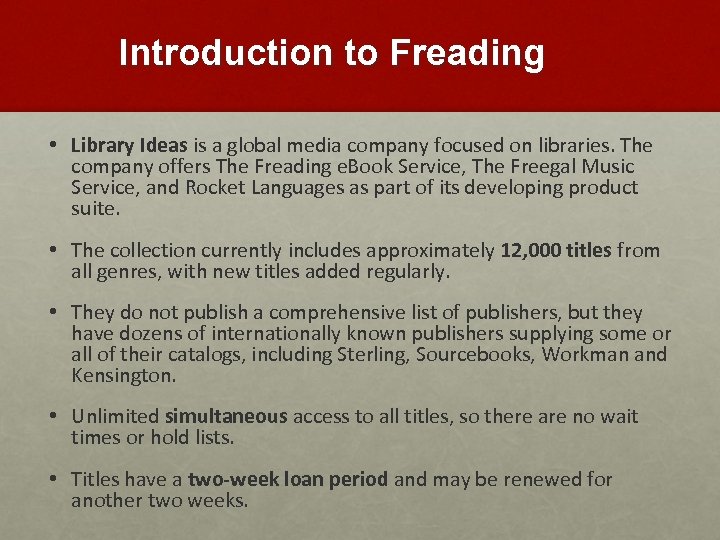 Introduction to Freading • Library Ideas is a global media company focused on libraries.