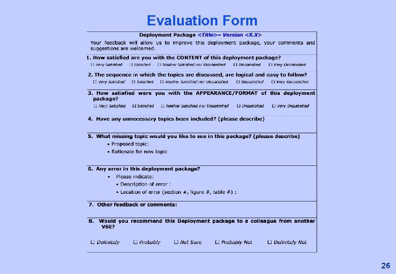 Evaluation Form 26 