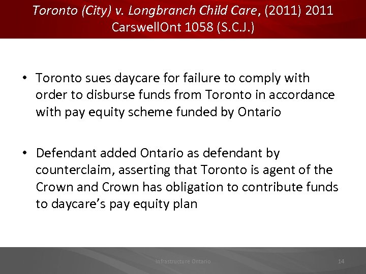 Toronto (City) v. Longbranch Child Care, (2011) 2011 Carswell. Ont 1058 (S. C. J.