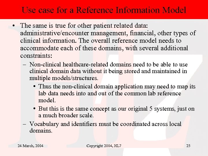 Use case for a Reference Information Model • The same is true for other