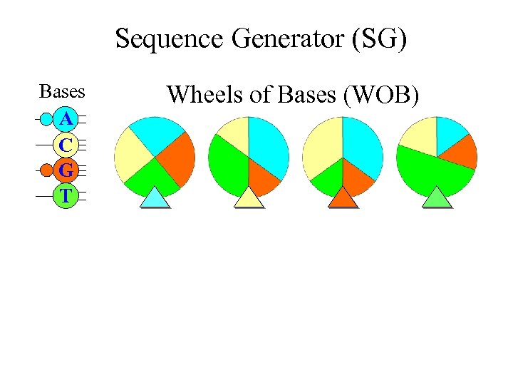 Sequence Generator (SG) Bases A C G T Wheels of Bases (WOB) 