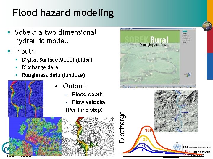 Flood hazard modeling § Sobek: a two dimensional hydraulic model. § Input: § Digital