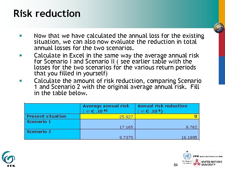 Risk reduction § § § Now that we have calculated the annual loss for
