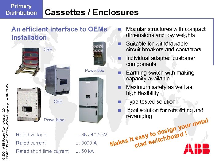 Primary Distribution Cassettes / Enclosures An efficient interface to OEMs installation n Modular structures