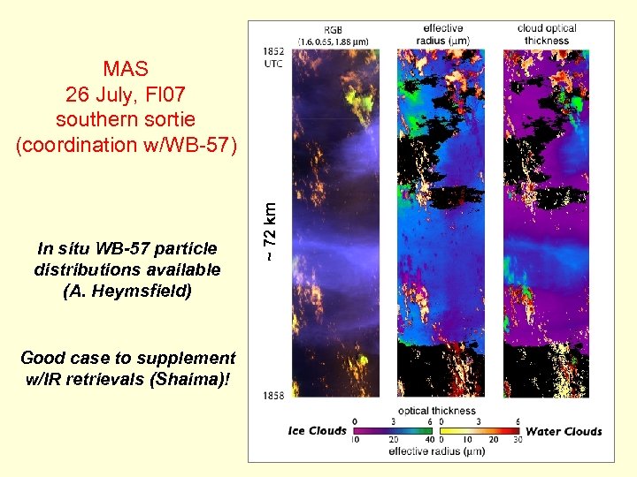 In situ WB-57 particle distributions available (A. Heymsfield) Good case to supplement w/IR retrievals