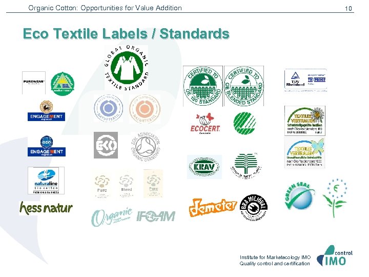 Organic Cotton: Opportunities for Value Addition 10 Eco Textile Labels / Standards Institute for